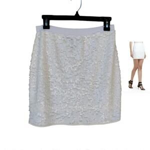 BCBG MaxAzria Percy Off White Sequin Bodycon Stretch Mini Skirt Size M